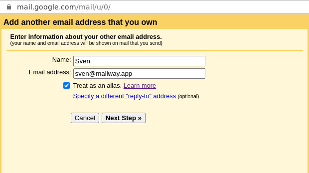 add the address on gmail