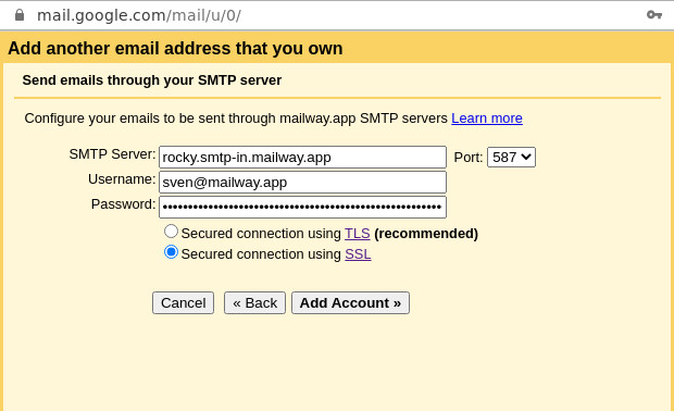 configure the SMTP server
